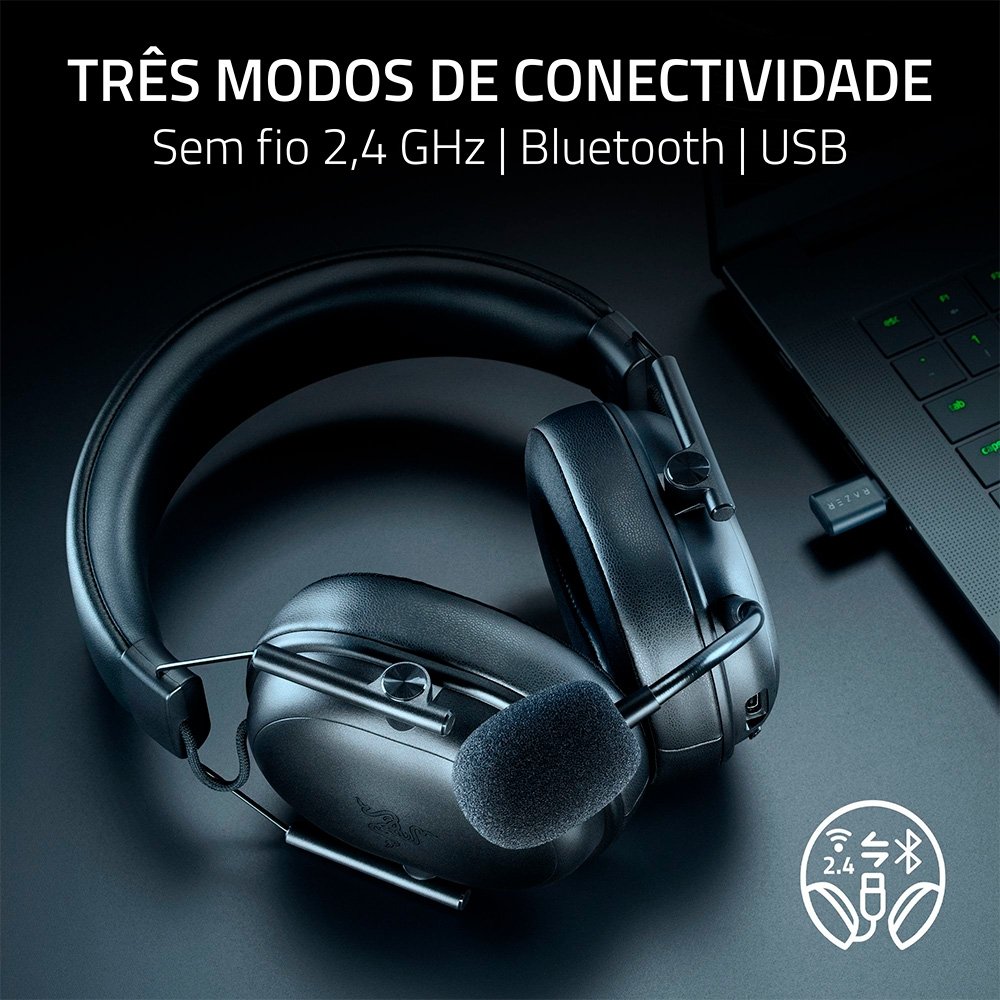Headset Sem Fio Gamer Razer Blackshark V3 X HyperSpeed, Drivers 50mm, Ultra-Leve, Preto - RZ04-05420100 - view 6