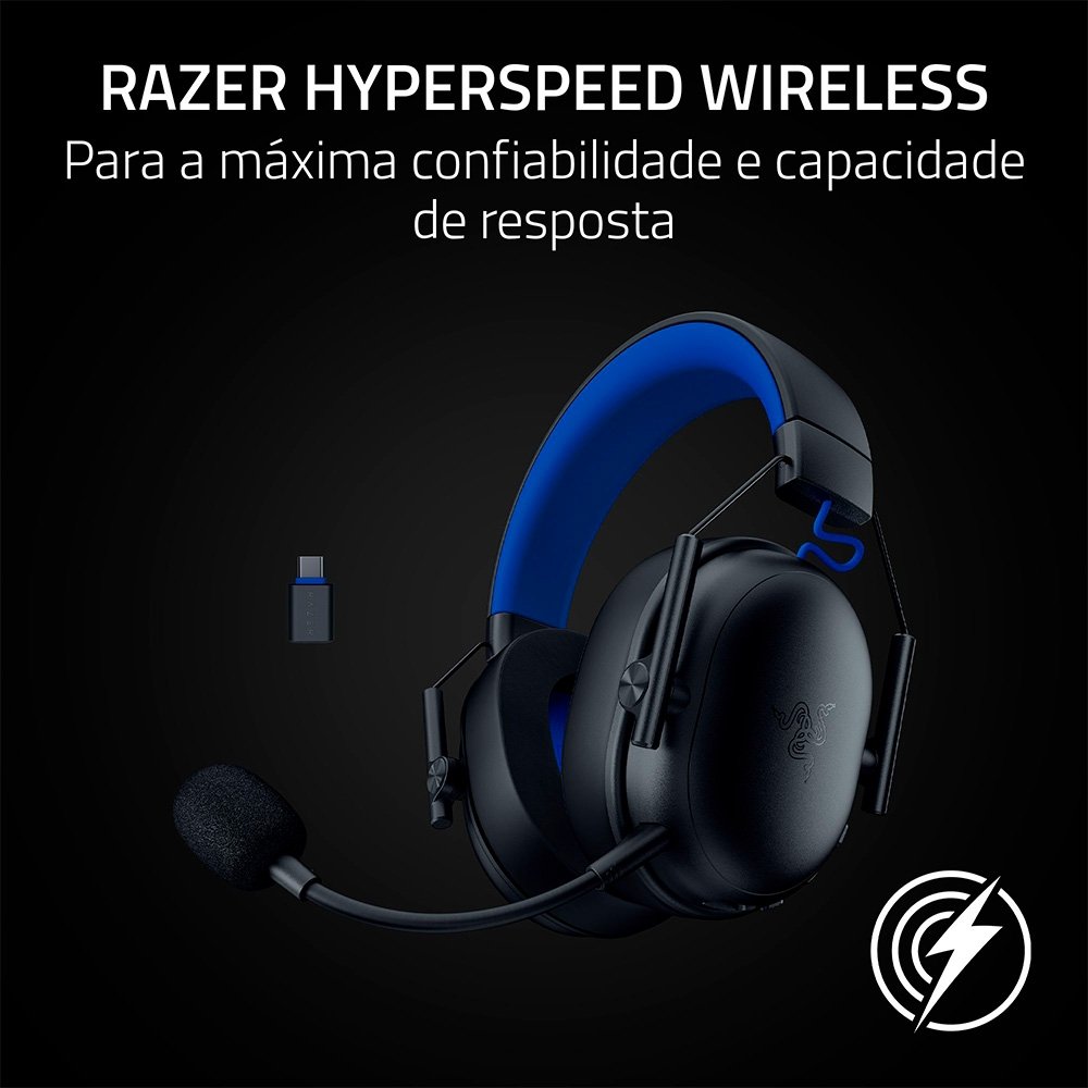 Imagem 6 de 7 do produto Headset Gamer Razer BlackShark V3 X HyperSpeed, Sem Fio, Drivers 50mm, PS5, Preto - RZ04-05420400
