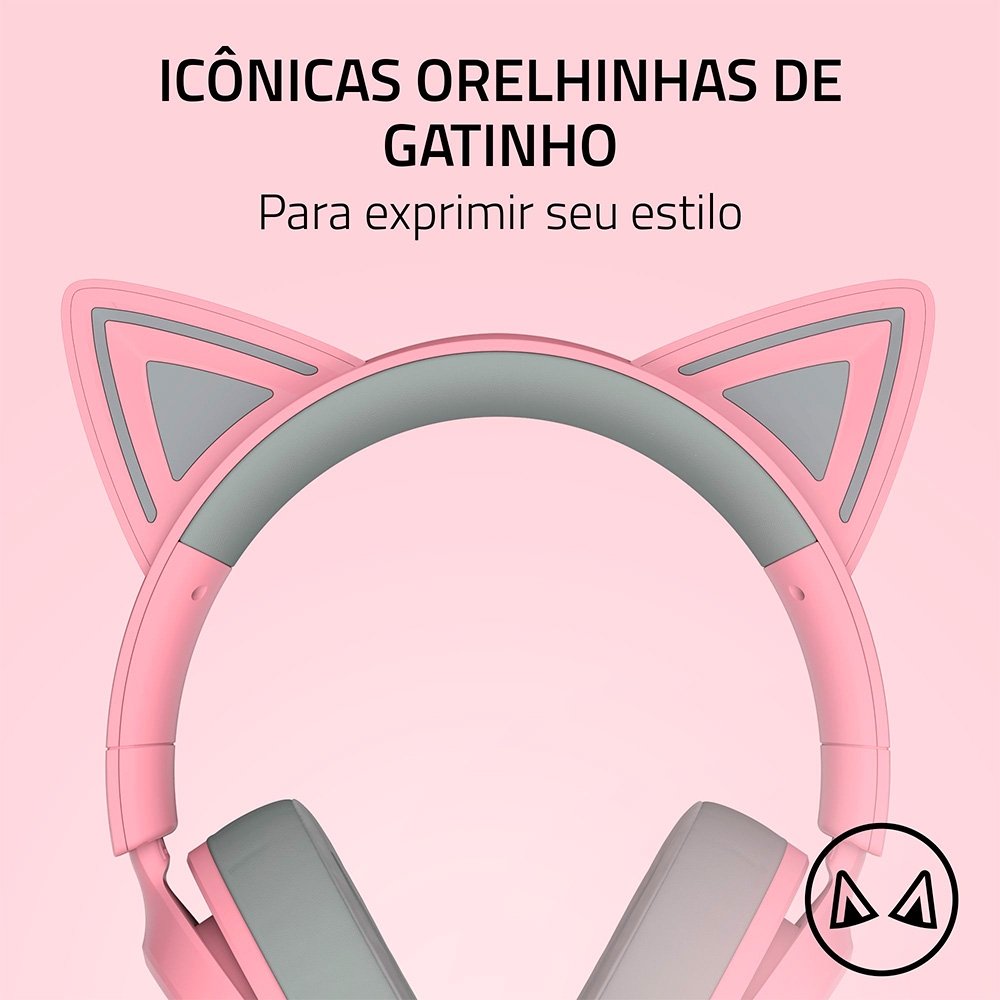 Imagem 6 de 11 do produto Headset Gamer Razer Kraken Kitty V3 X, RGB Chroma, Iluminação nas Orelhas, USB, Quartz - RZ04-05350100