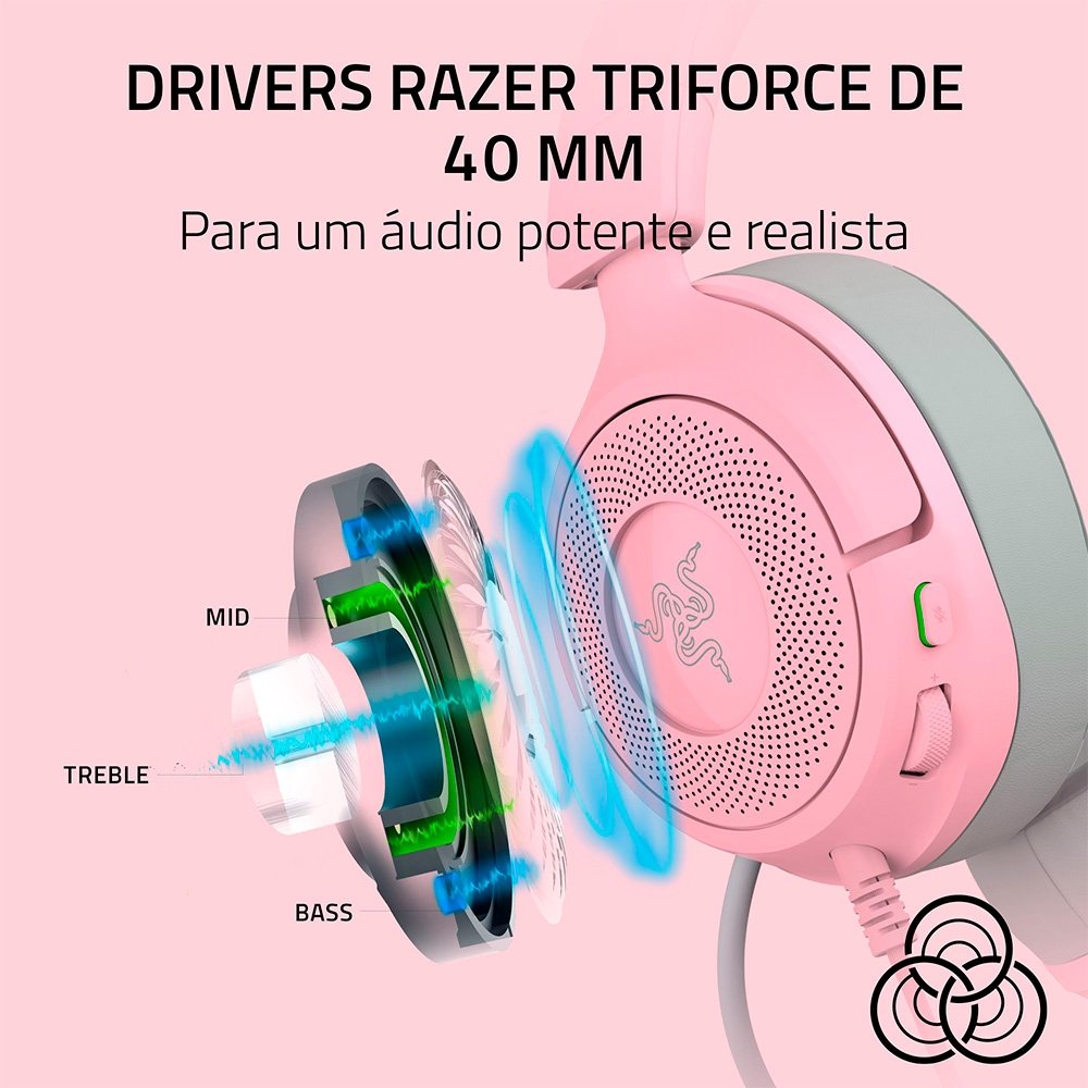 Imagem 11 de 11 do produto Headset Gamer Razer Kraken Kitty V3 X, RGB Chroma, Iluminação nas Orelhas, USB, Quartz - RZ04-05350100