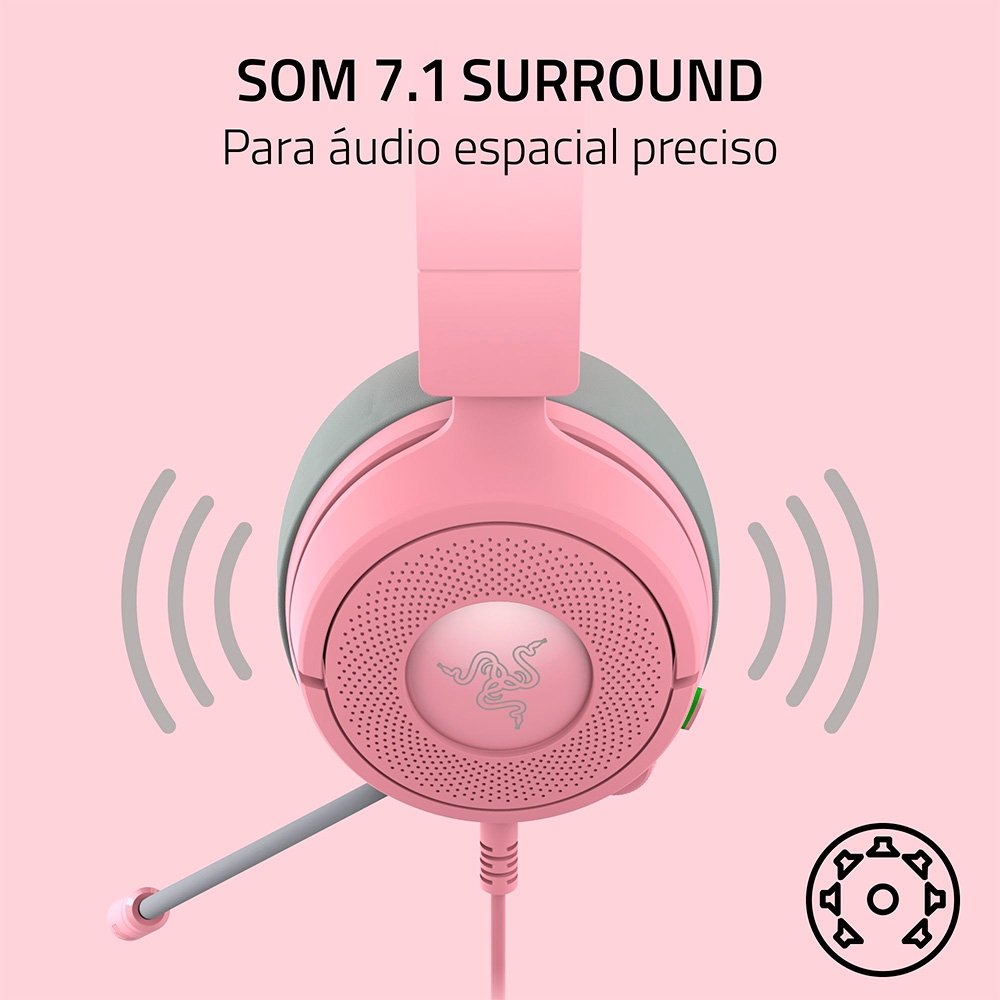 Imagem 9 de 11 do produto Headset Gamer Razer Kraken Kitty V3 X, RGB Chroma, Iluminação nas Orelhas, USB, Quartz - RZ04-05350100