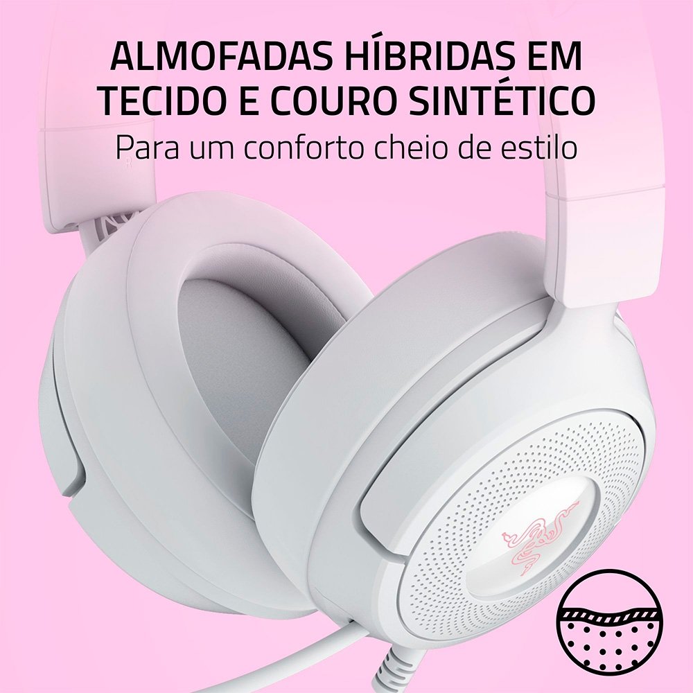 Imagem 11 de 11 do produto Headset Gamer Razer Kraken Kitty V3 X, RGB Chroma, Iluminação nas Orelhas, USB, Branco - RZ04-05350300