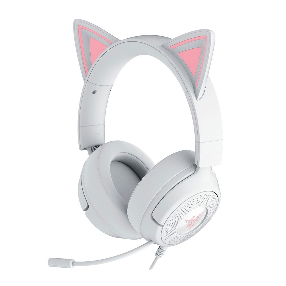 Imagem 2 de 11 do produto Headset Gamer Razer Kraken Kitty V3 X, RGB Chroma, Iluminação nas Orelhas, USB, Branco - RZ04-05350300