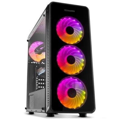 Gabinete Gamer NOX Hummer TGM, RGB Rainbow, 4 Coolers, Lateral e Frontal em Vidro - NXHUMMERTGM