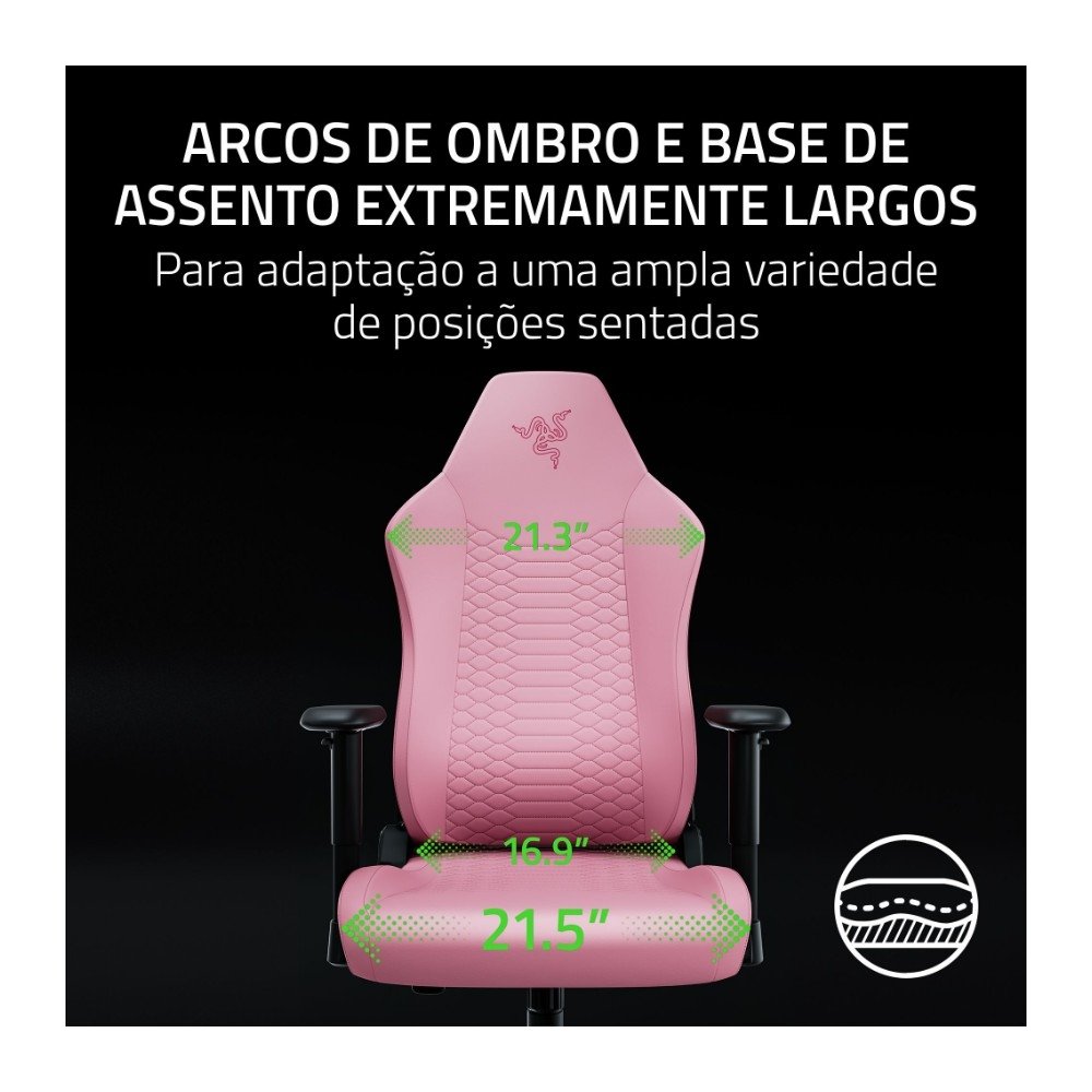 Cadeira Gamer Razer Iskur V2 X NewGen, Ergonômica, Até 136Kg, Apoio Lombar, Couro EPU CoolTouch, Reclinável 152º, Braços 2D, Quartzo - RZ38-05311000 Cadeira Gamer Razer Iskur V2 X NewGen, Ergonômica, Até 136Kg, Apoio Lombar, Couro EPU CoolTouch, Reclinável 152º, Braços 2D, Quartzo - RZ38-05311000