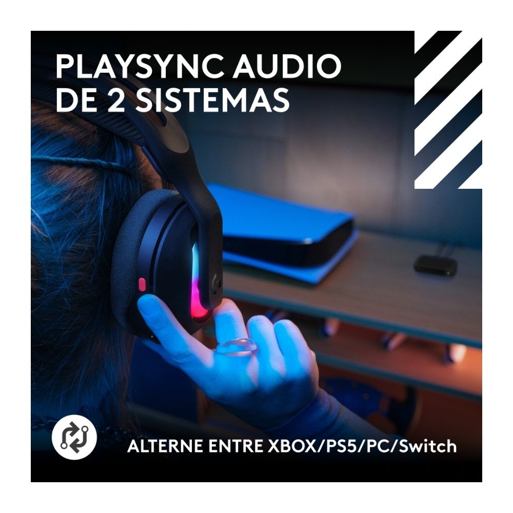 Headset Gamer Sem Fio ( Balão.info) X ( Balão.info), Bluetooth, RGB LIGHTSYNC, PLAYSYNC AUDIO, PS5, ( Balão.info), Switch e PC, Preto - 939-( Balão.info - foto 2