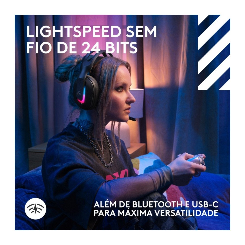 Headset Gamer Sem Fio ( Balão.info) X ( Balão.info), Bluetooth, RGB LIGHTSYNC, PLAYSYNC AUDIO, PS5, ( Balão.info), Switch e PC, Preto - 939-( Balão.info - foto 9