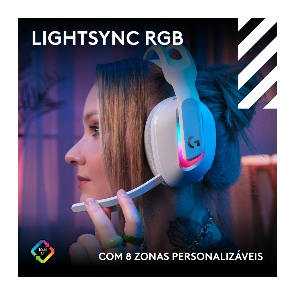 Headset Gamer Sem Fio ( Balão.info) X ( Balão.info), Bluetooth, RGB LIGHTSYNC, PLAYSYNC AUDIO, PS5, ( Balão.info), Switch e PC, Branco - 939-( Balão.info - foto 5