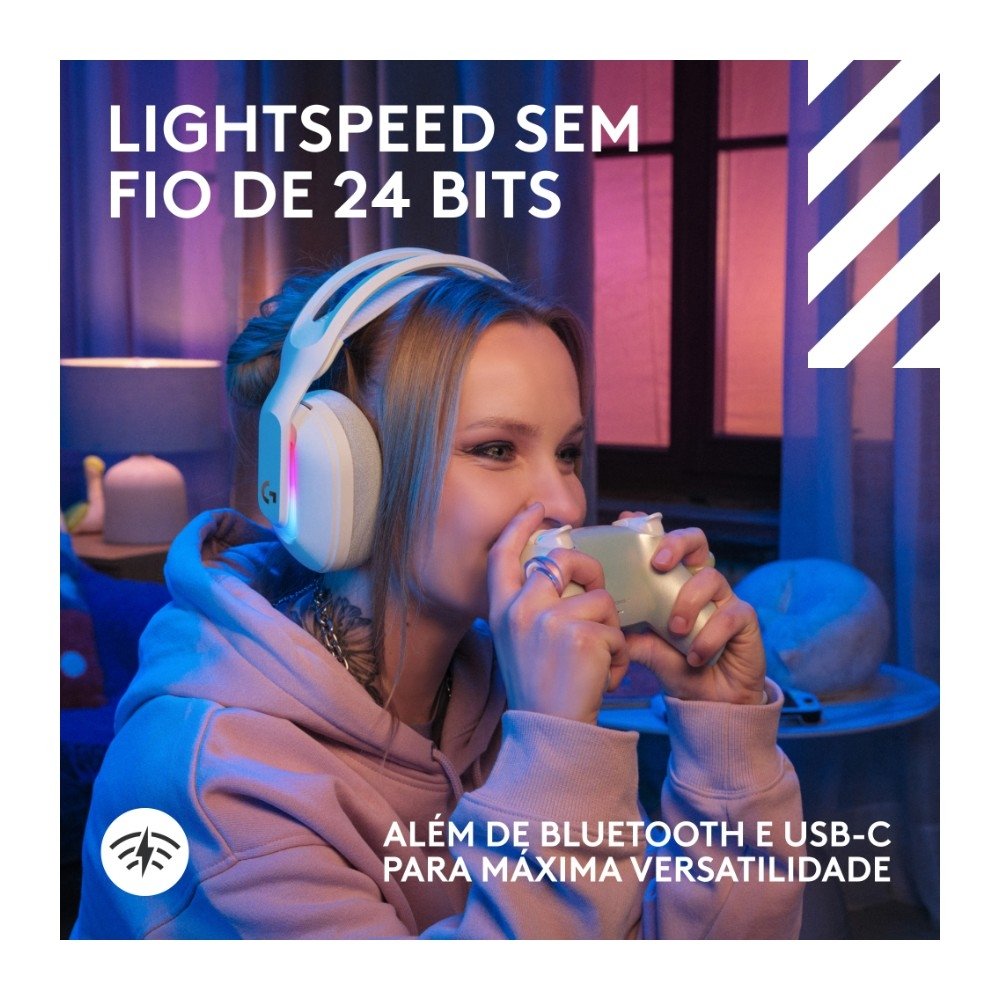 Headset Gamer Sem Fio ( Balão.info) X ( Balão.info), Bluetooth, RGB LIGHTSYNC, PLAYSYNC AUDIO, PS5, ( Balão.info), Switch e PC, Branco - 939-( Balão.info - foto 9