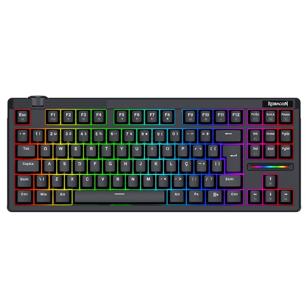 Teclado Magnético Gamer Redragon Otiim, TKL, RGB, 8000Hz, Rapid Trigger, Roda de Volume, Preto - K729RGB-M