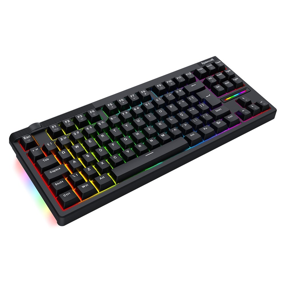Imagem 3 de 9 do produto Teclado Magnético Gamer Redragon Otiim, TKL, RGB, 8000Hz, Rapid Trigger, Roda de Volume, Preto - K729RGB-M