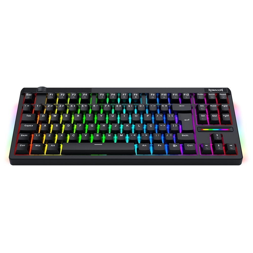 Imagem 2 de 9 do produto Teclado Magnético Gamer Redragon Otiim, TKL, RGB, 8000Hz, Rapid Trigger, Roda de Volume, Preto - K729RGB-M