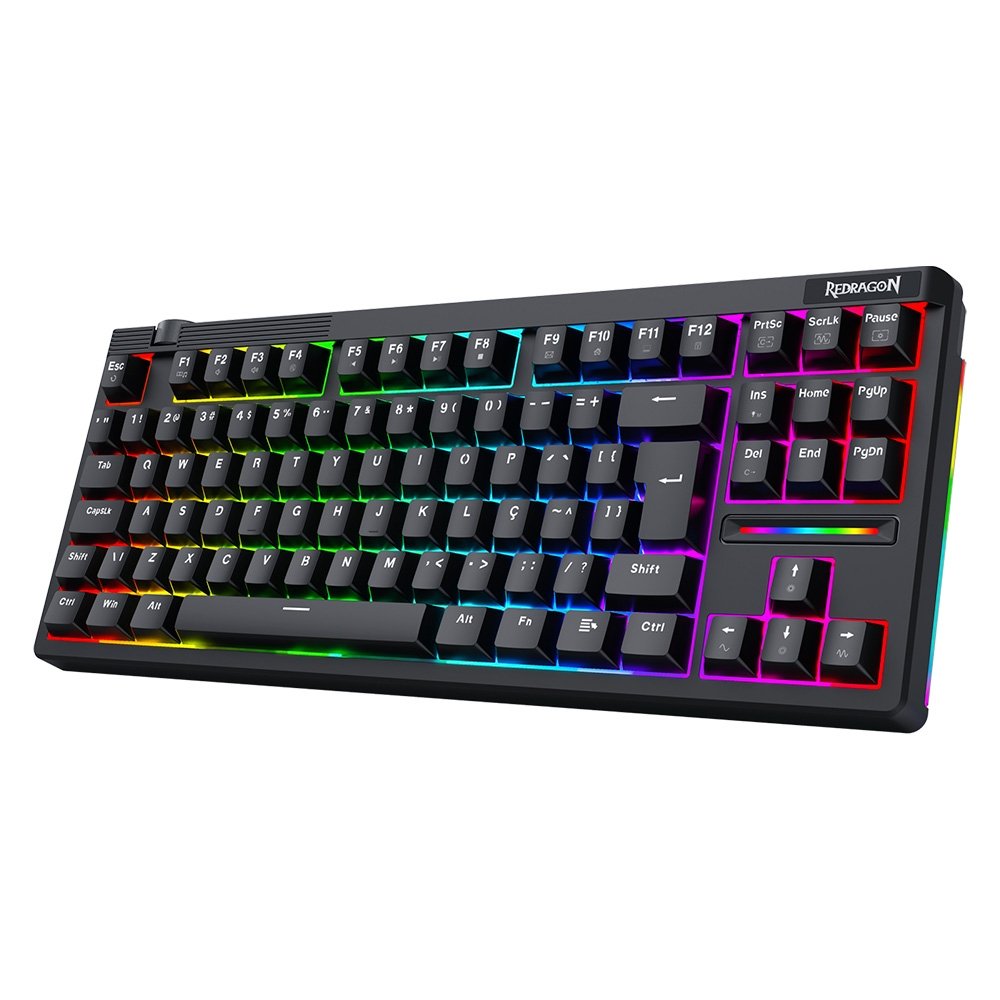 Imagem 4 de 9 do produto Teclado Magnético Gamer Redragon Otiim, TKL, RGB, 8000Hz, Rapid Trigger, Roda de Volume, Preto - K729RGB-M