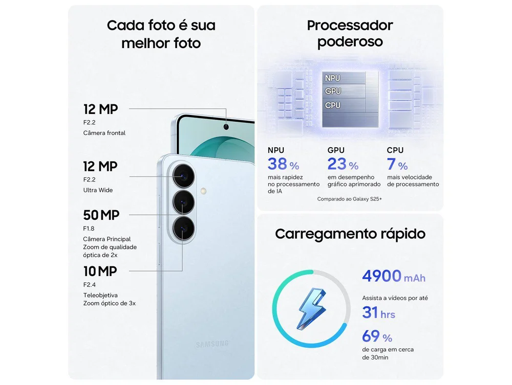 Samsung Galaxy S26+ 5G, 512GB, 12GB RAM, Galaxy AI, 6,7, Câm. Tripla 50+12+10MP, Bateria 4900mAh, Dual Chip, Violeta - view 15