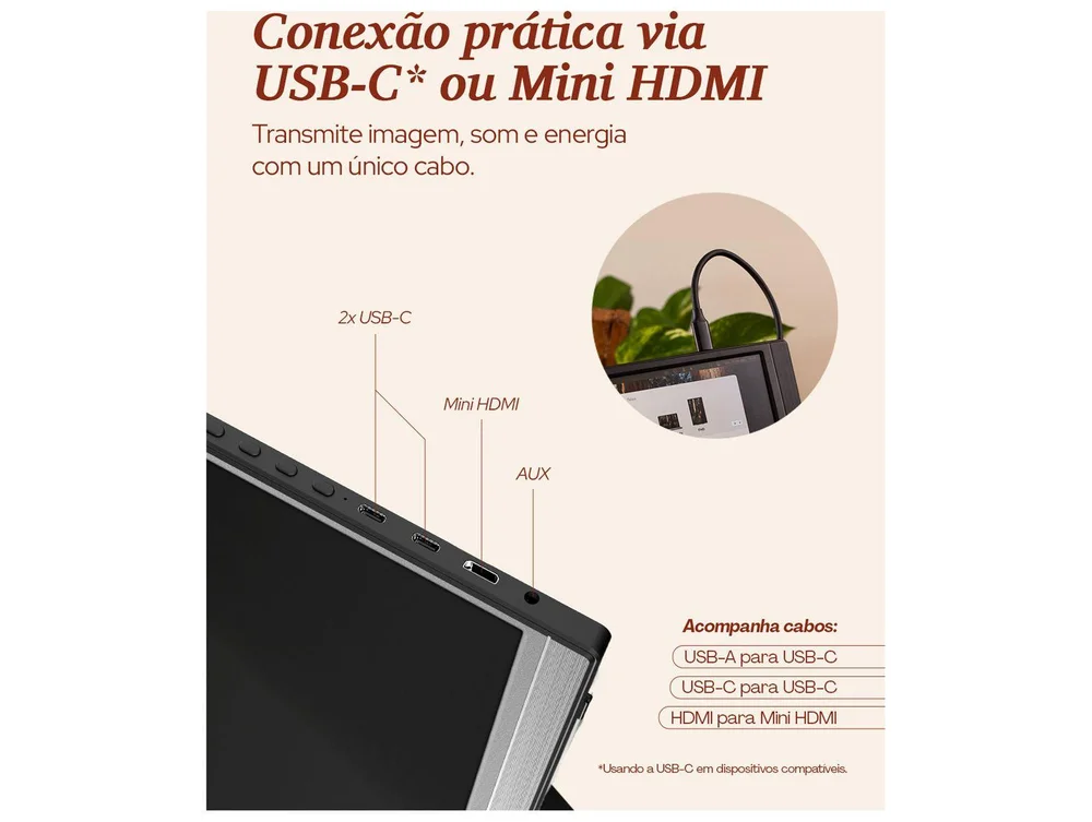 Monitor 60Hz Full HD WB Office 12322 Portátil 15,6 IPS Horizontal e Vertical WBMP01BK - view 4