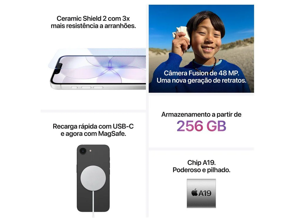 Apple iPhone 17e 256GB Preto 6,1" 48MP iOS 5G