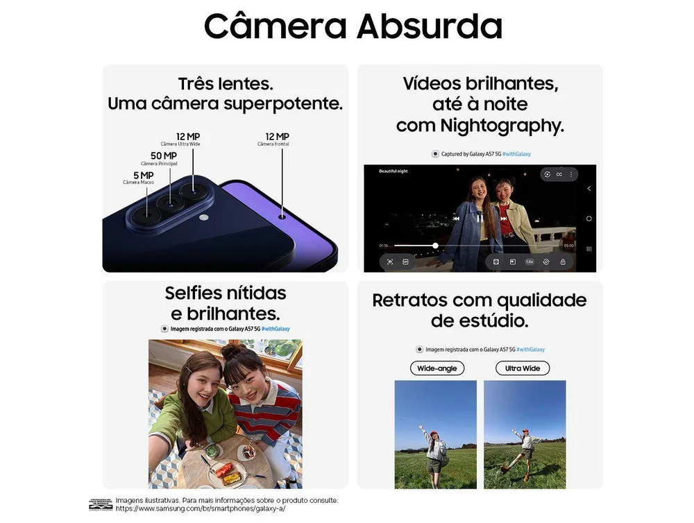 Smartphone Samsung Galaxy A57 256GB 5G 8GB RAM Azul Claro 6,7 Câm Tripla + Selfie 12MP - view 21