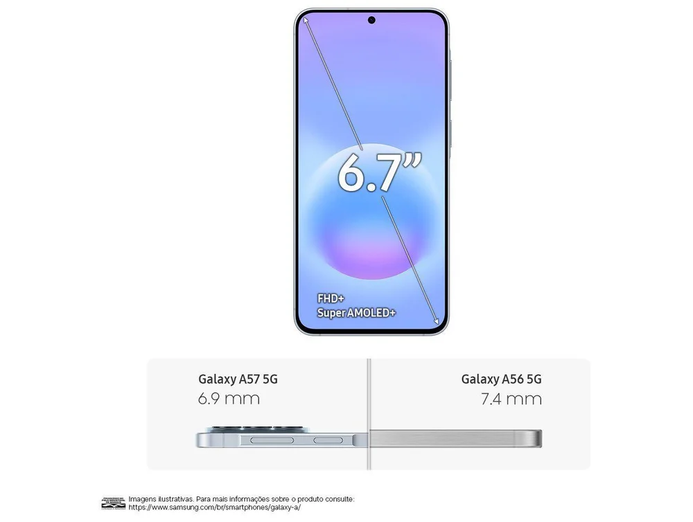 Smartphone Samsung Galaxy A57 128GB 5G 8GB RAM Azul Claro 6,7 Câm Tripla + Selfie 12MP - view 22