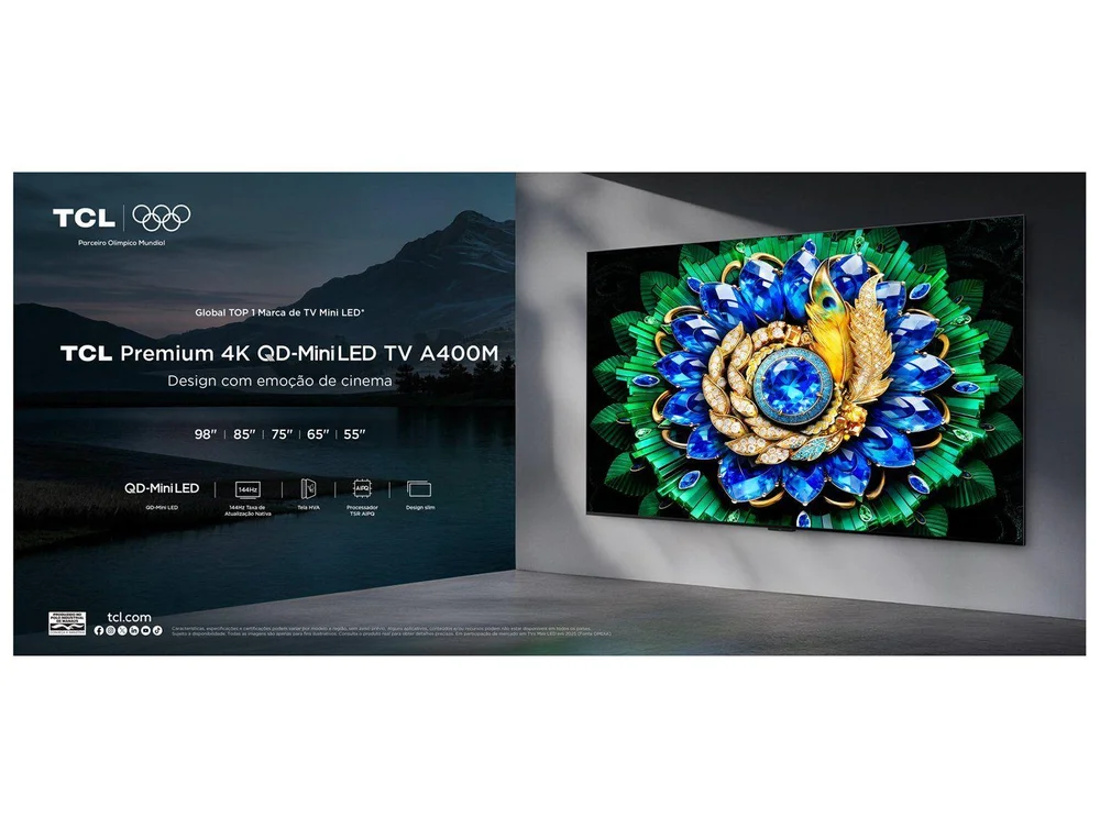 Imagem 2 de 10 do produto Smart TV 98" TCL 4K UHD QD-Mini LED 98A400M Google TV 2026