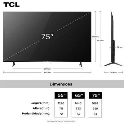 Smart TV QLED 75" 4K TCL 75T6C Google TV — foto 8
