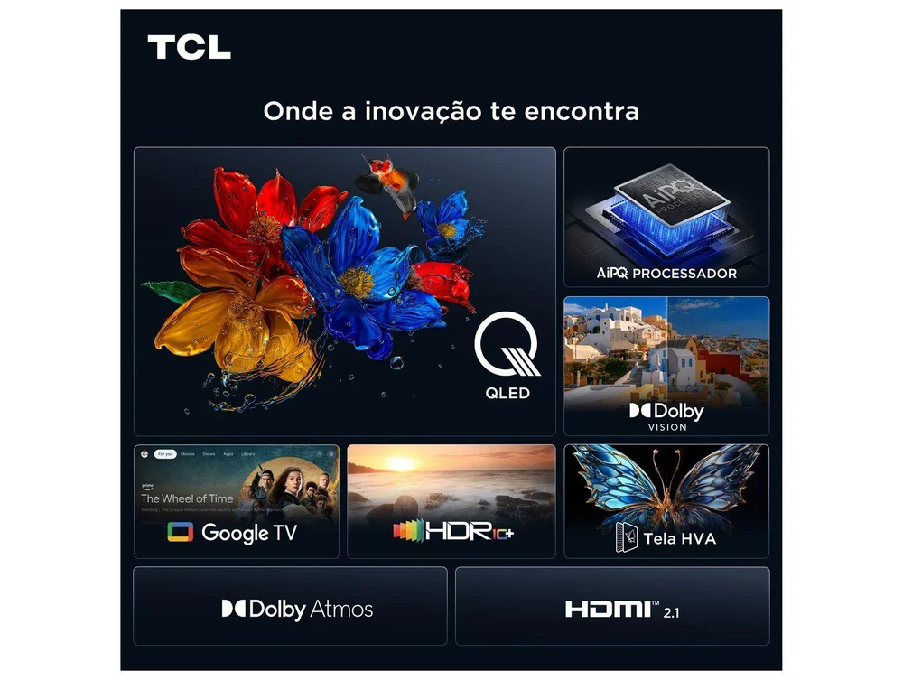 Imagem 2 de 9 do produto Smart TV 55" TCL 4K UHD QLED 55T6C Google TV 2026
