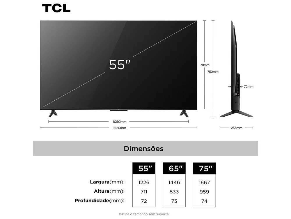 Imagem 7 de 9 do produto Smart TV 55" TCL 4K UHD QLED 55T6C Google TV 2026