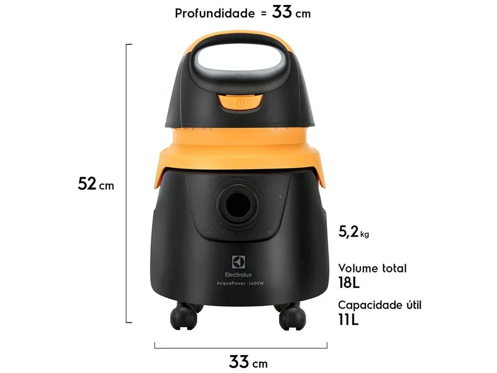Imagem 19 de 19 do produto Aspirador de Pó e Água Electrolux Acqua Power AQP20, 1200w, Saco 10L, 110v, Preto/amarelo - 3011ahbr410