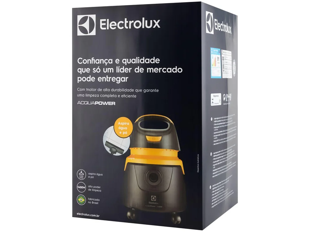 Imagem 8 de 19 do produto Aspirador de Pó e Água Electrolux Acqua Power AQP20, 1200w, Saco 10L, 110v, Preto/amarelo - 3011ahbr410