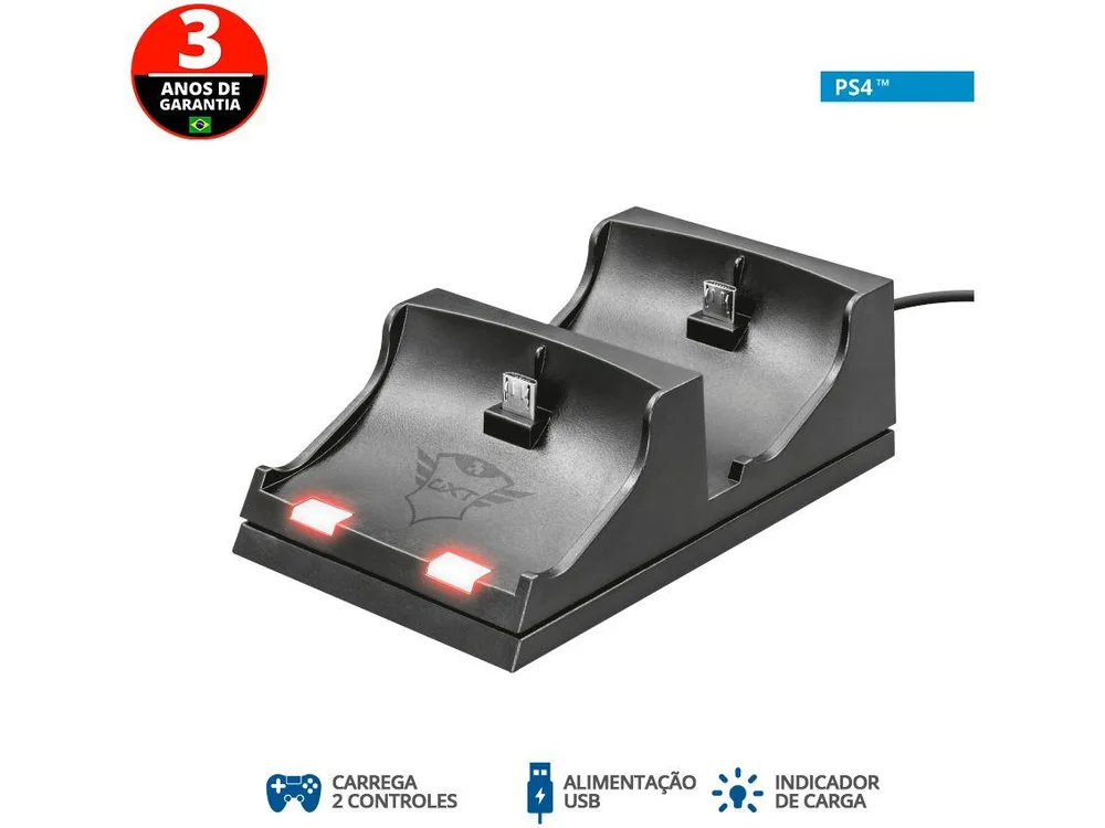 Carregador Trust para DualShock 4 GXT 235, Duo Charge Dock