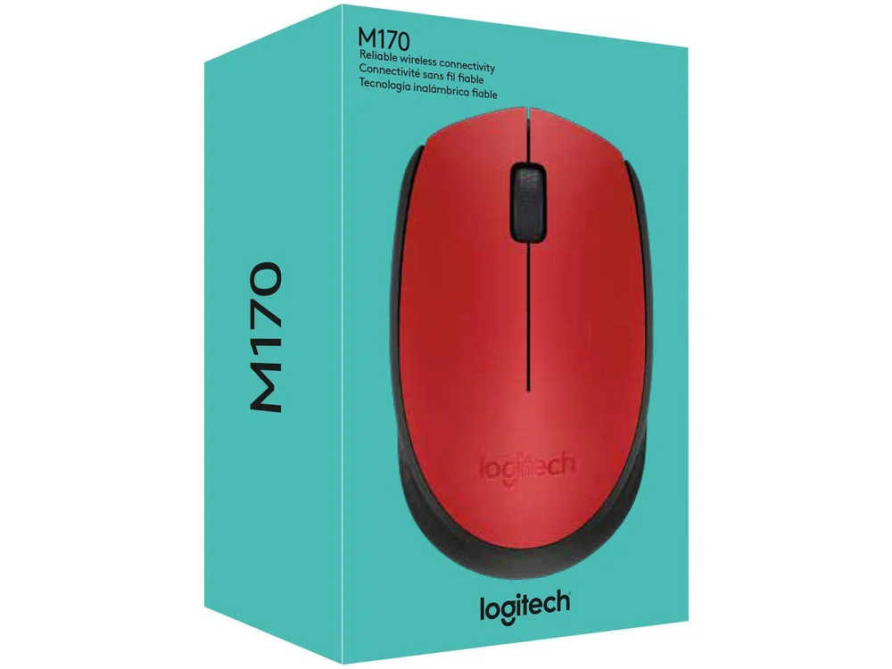 Mouse Sem Fio, Logitech M170, 2.4ghz, 1000dpi, Vermelho, 910-00463 - view 7