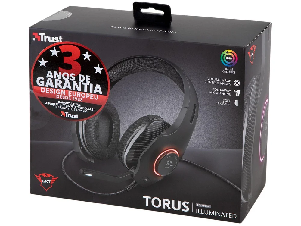 Imagem 10 de 14 do produto Headset Gamer Torus, GXT 455, Microfone Rebatível, Cabo 2.2m, Trust
