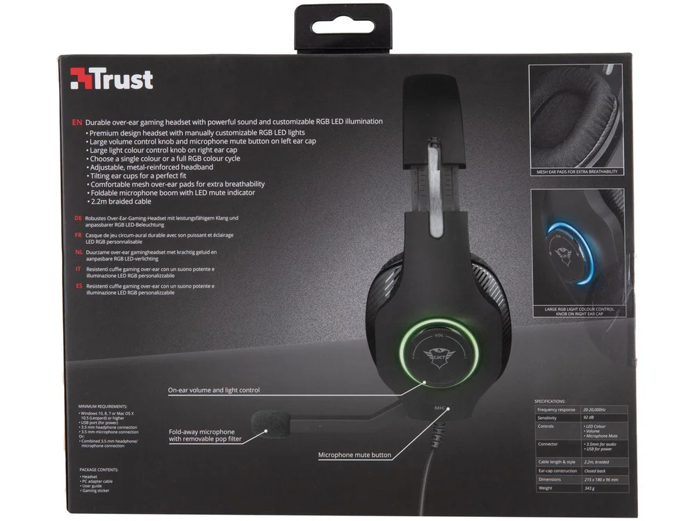 Imagem 11 de 14 do produto Headset Gamer Torus, GXT 455, Microfone Rebatível, Cabo 2.2m, Trust