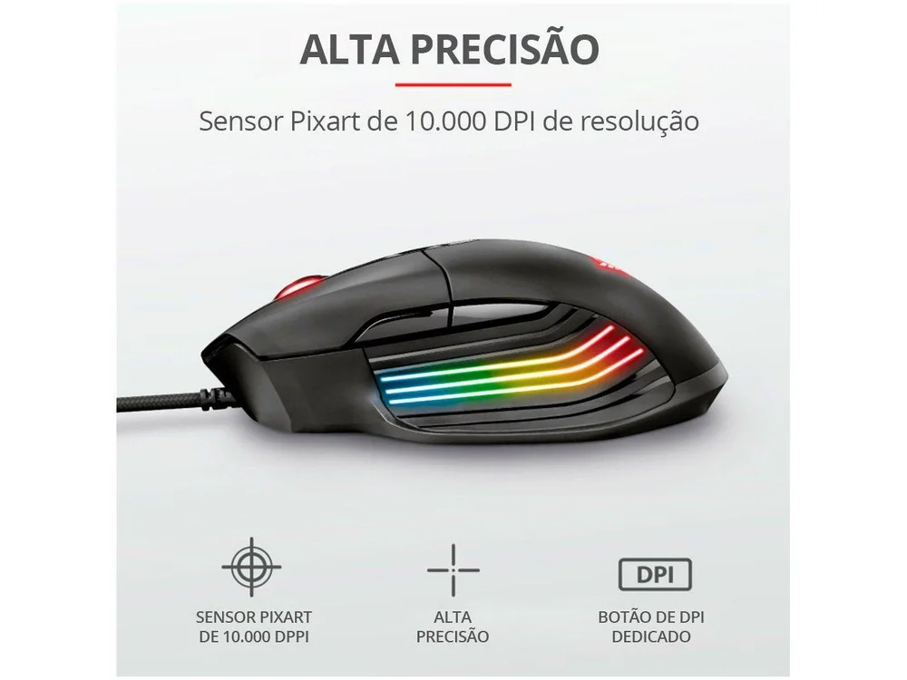 Imagem 8 de 13 do produto Mouse Gamer Trust Xidon GXT 940, RGB 10000 DPI, Com Fio