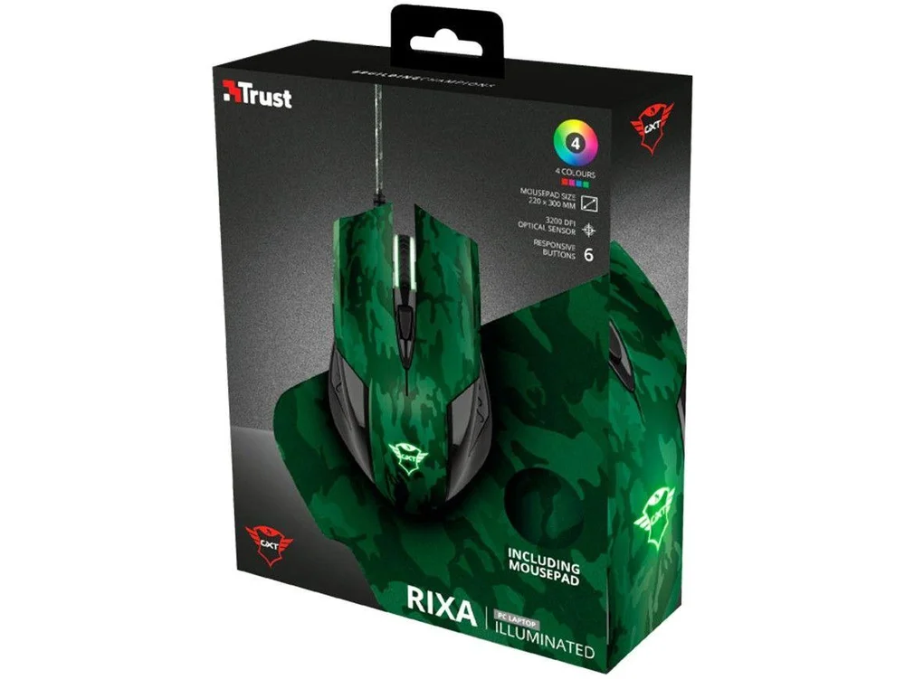 Imagem 9 de 13 do produto Kit Mouse Gamer 3200dpi LED e Mousepad, Gxt 781 Rixa - Trust