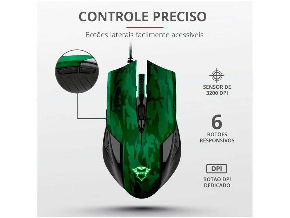 Imagem 11 de 13 do produto Kit Mouse Gamer 3200dpi LED e Mousepad, Gxt 781 Rixa - Trust