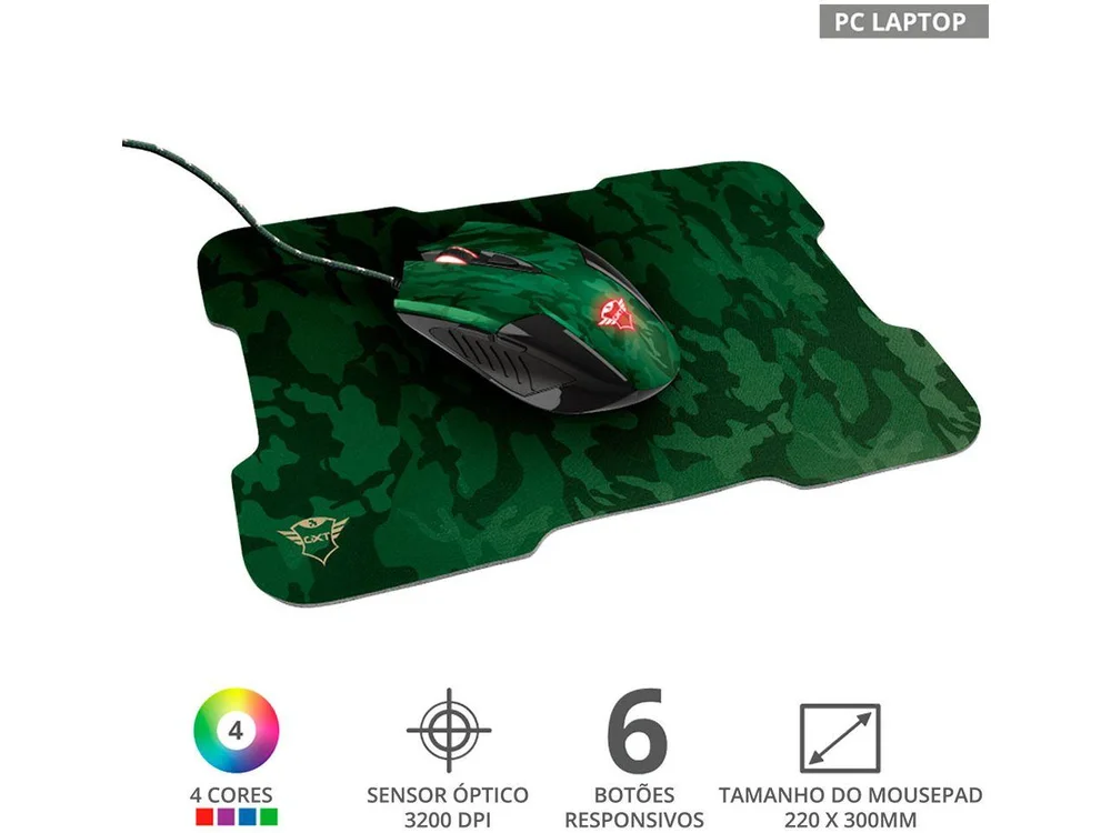 Imagem 13 de 13 do produto Kit Mouse Gamer 3200dpi LED e Mousepad, Gxt 781 Rixa - Trust