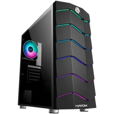 Gabinete Gamer Hayom, 3 Baias, Sem Fonte, Preto - GB1711