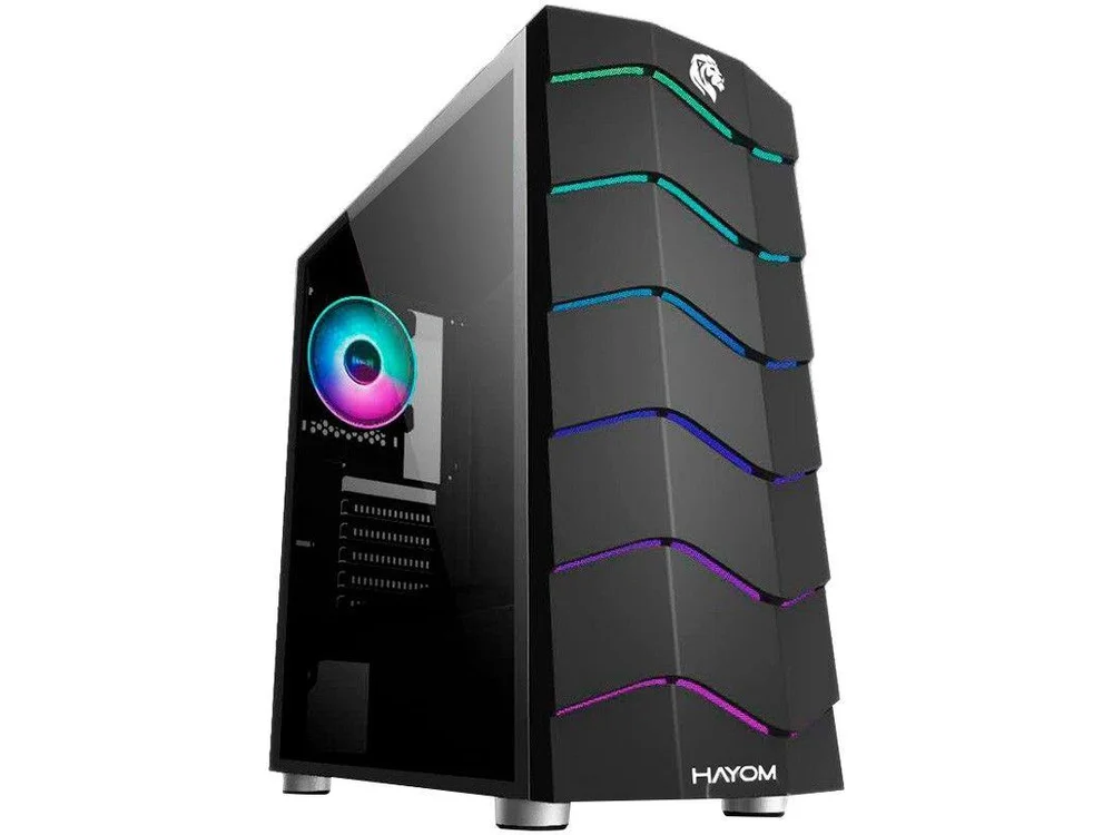 Gabinete Gamer Hayom, 3 Baias, Sem Fonte, Preto - GB1711