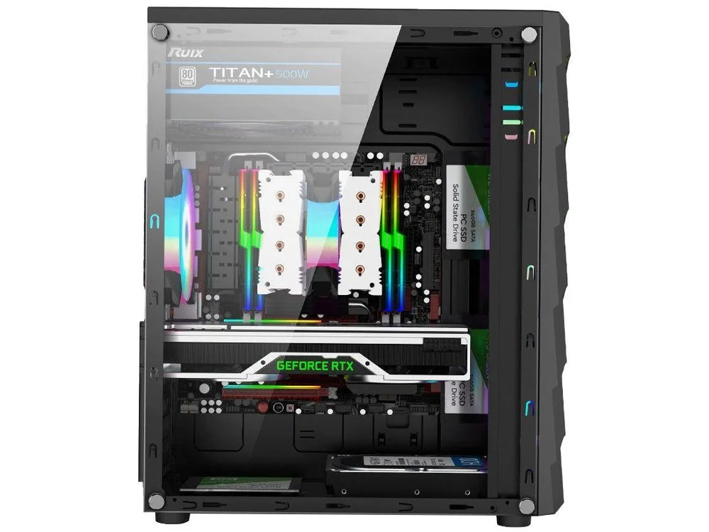 Gabinete Gamer Hayom, 3 Baias, Sem Fonte, Preto - GB1711 - view 2