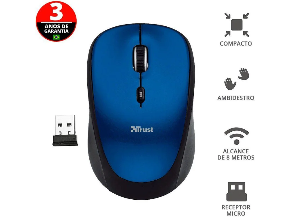 Mouse Trust Yvi T19663 1600 Dpi Azul Sem Fio. - view 6