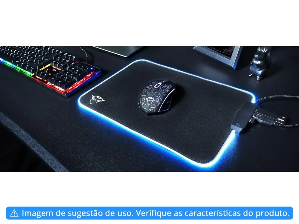 Imagem 2 de 16 do produto Mouse Pad Trust Gxt765, LED RGB, Grande, 25cmx35cm, Preto