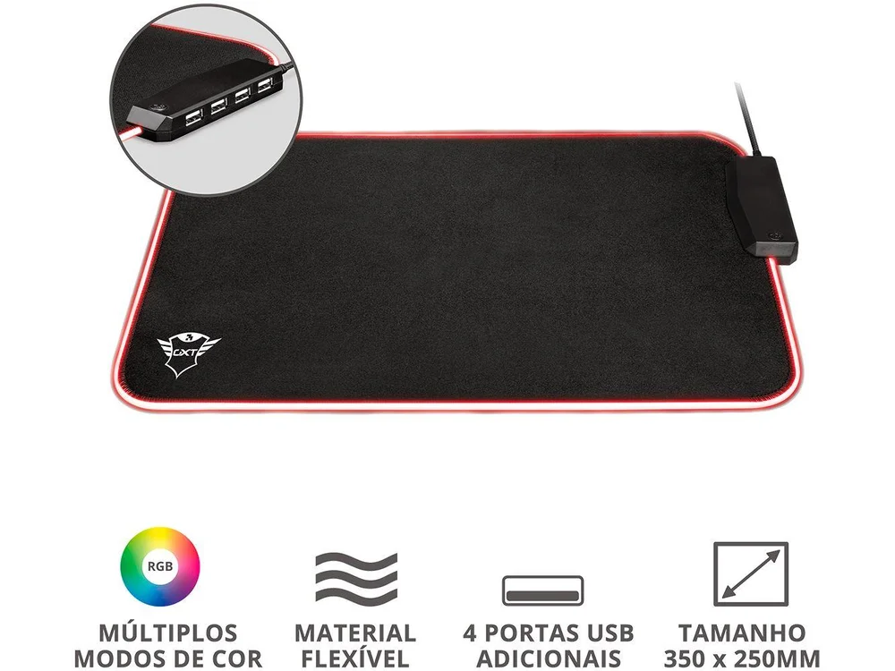 Imagem 15 de 16 do produto Mouse Pad Trust Gxt765, LED RGB, Grande, 25cmx35cm, Preto