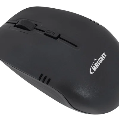 Mouse Sem Fio Optico Bright 404, 1000 DPI, 3 Botões, 2.4Ghz, Ergonômico, Preto
