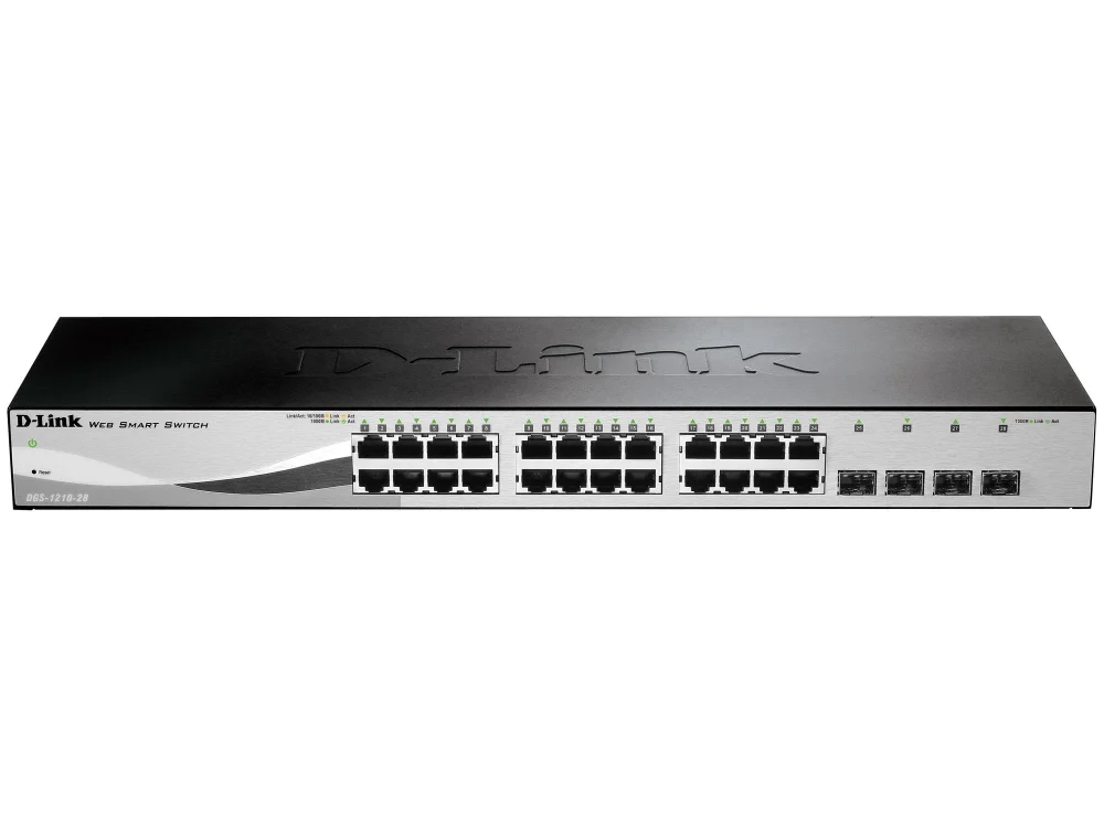 Switch 24 Portas D-Link Dgs-1210-28, Gerenciável, 24 Portas Gigabit + 4 Portas Combo/Sfp