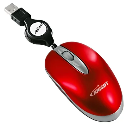 Mouse Bright, USB, Retrátil, Vermelho - 101