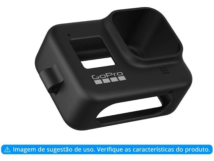 Capa Silicone Gopro Hero 8 + Cordão Ajustável - Sleeve + Lanyard Cor Preto