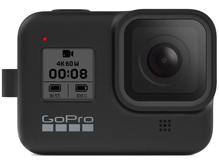 Capa Silicone Gopro Hero 8 + Cordão Ajustável - Sleeve + Lanyard Cor Preto