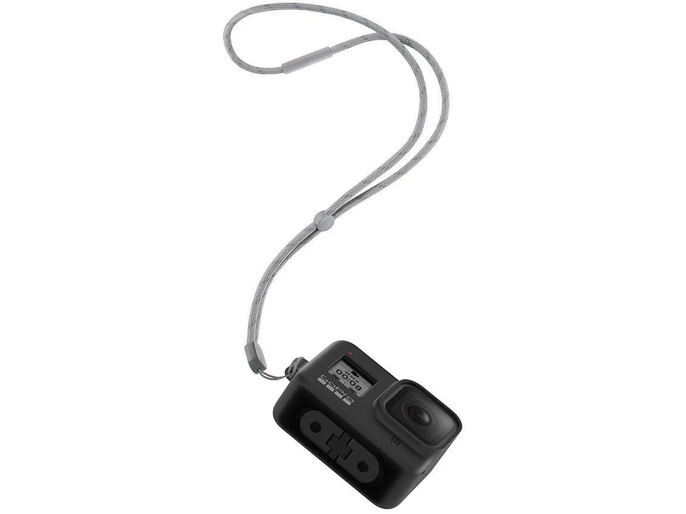 Capa Silicone Gopro Hero 8 + Cordão Ajustável - Sleeve + Lanyard Cor Preto