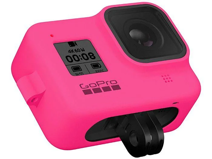 Capa Silicone Gopro Hero 8 + Cordão Ajustável - Sleeve + Lanyard Cor Rosa - view 4