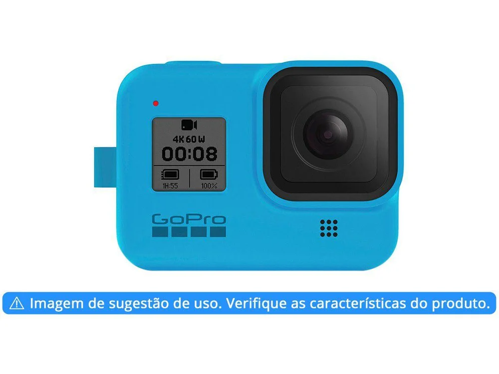 Capa Silicone Gopro Hero 8 + Cordão Ajustável - Sleeve + Lanyard Cor Azul - view 3